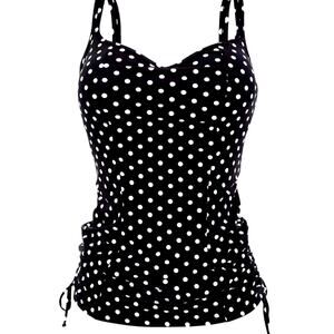 Panache Anya Tankini Black Polka Dot Adjustable Side Bikini Swim Top 32E/32DDD